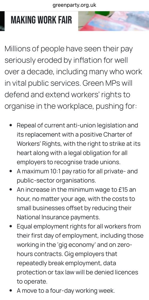 Green Party policy Make work fair