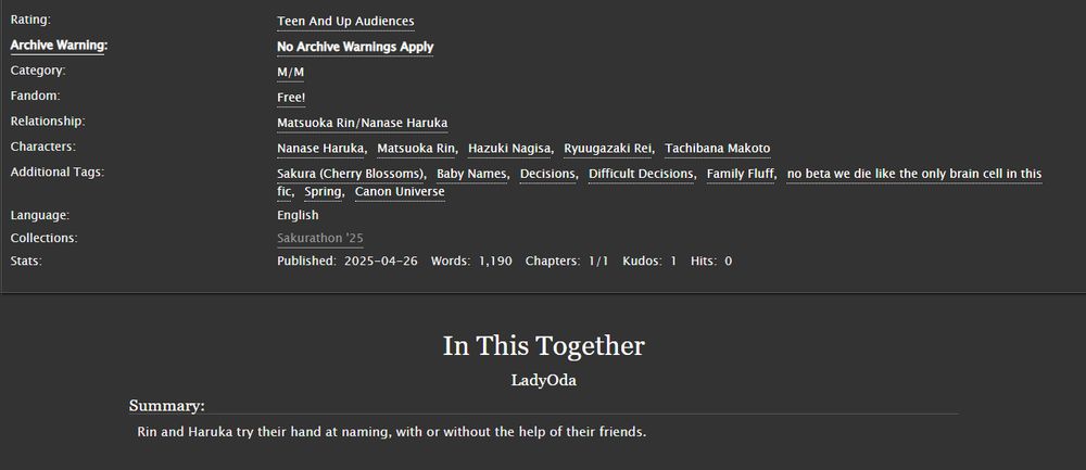 Summary of In This Together: Rin and Haruka try their hand at naming, with or without the help of their friends.