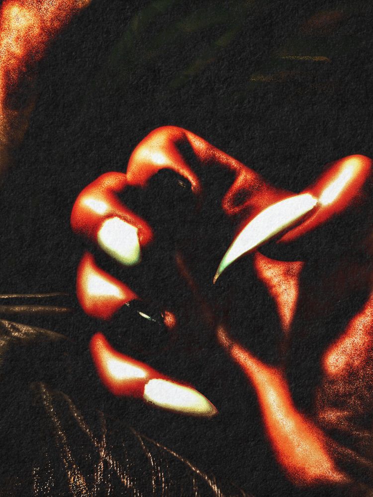 A digital artwork of AQs right paw