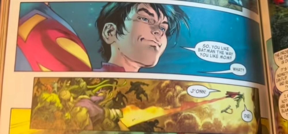 Jon Kent: So you like Batman the way you like mom?
Clarl: What?! J'ONN!