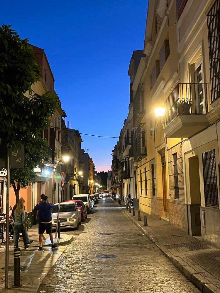 Sunset in the Macarena neighborhood in Seville. 