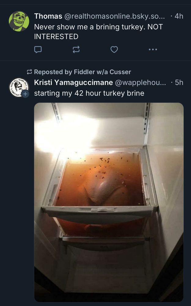 Before my post someone posted an image of a brining turkey 