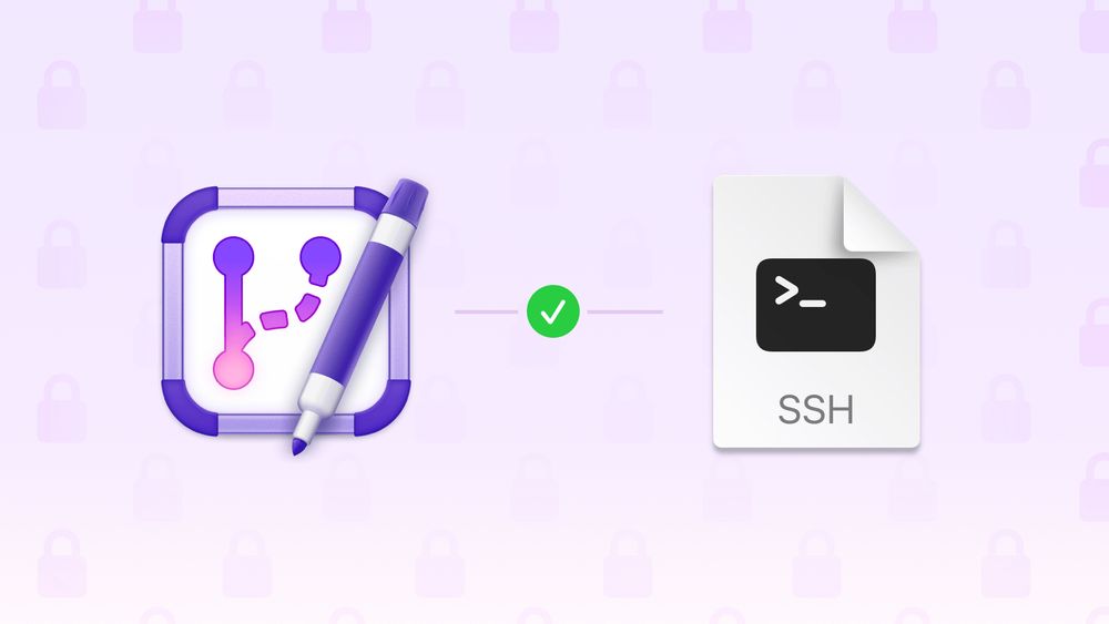 A representation of Retcon, and a SSH file, linked together by a checkmarked line.