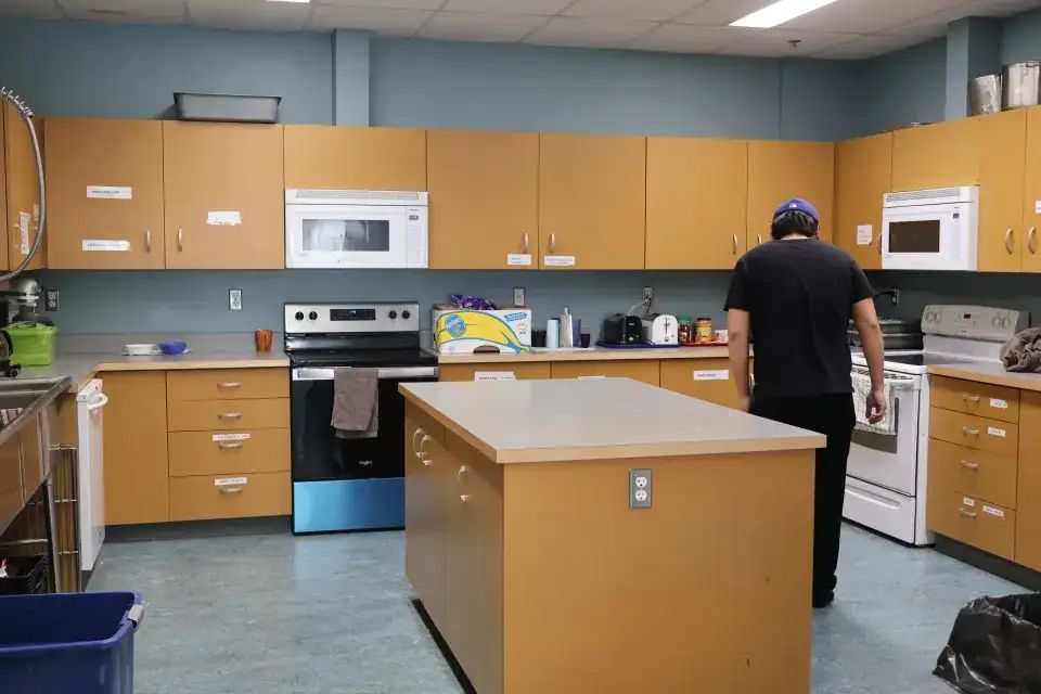 Jaydon Kakfwi in his breakfast program's kitchen in Fort Good Hope last week.