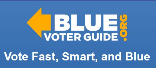 Blue Voter Guide.org graphic Vote Fast, Smart, and Blue