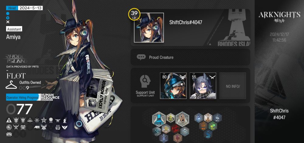 Arknight profile card.of  ShiftChris#4047 