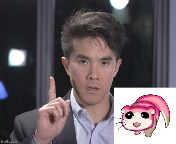 Chubbyemu youtuber point with small pathetic pink otter named penny sloppily edited into the corner because I lack the transparent version