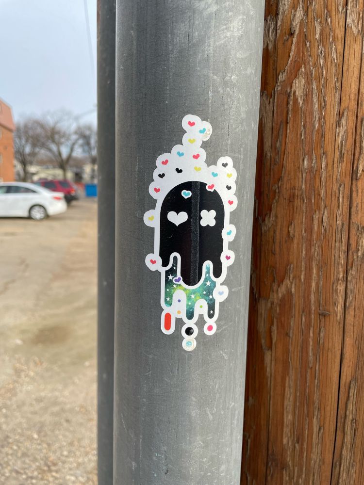 Glitter melting ghost sticker