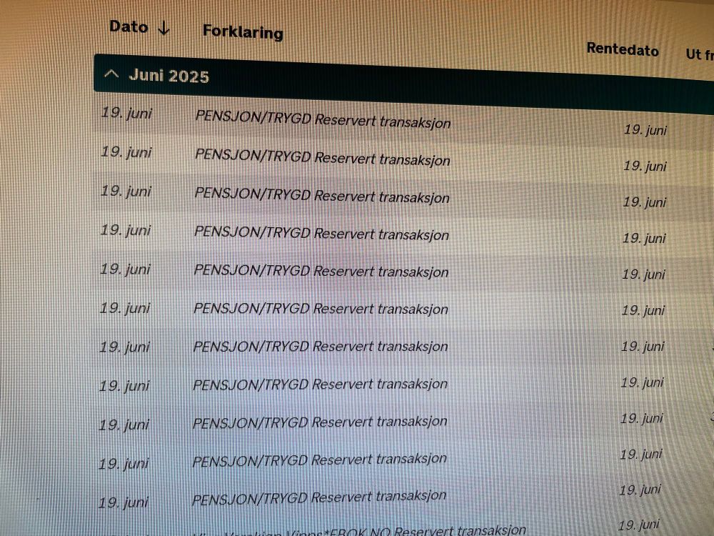 Bilde av kontoutskrift.