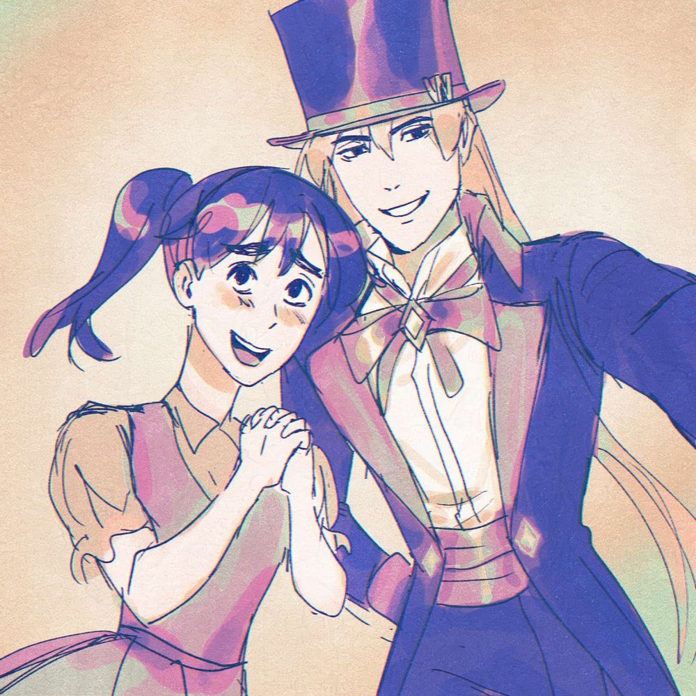 illustration of Gilda and W from the webcomic Magic Words. They pose for a selfie.