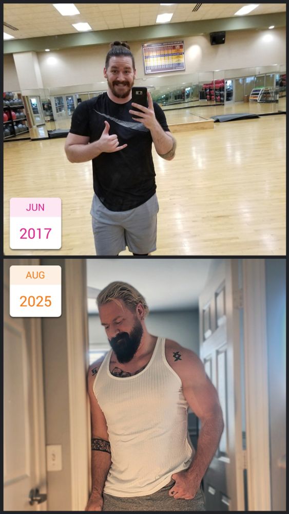 A photo of Jason in 2017 and another from this year. They look substantially different, and in my opinion much hotter now.