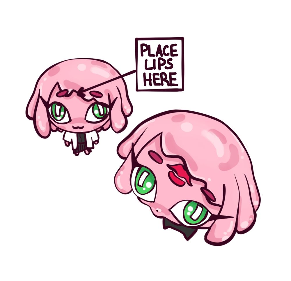 Miela the slime girl requesting forehead kisses