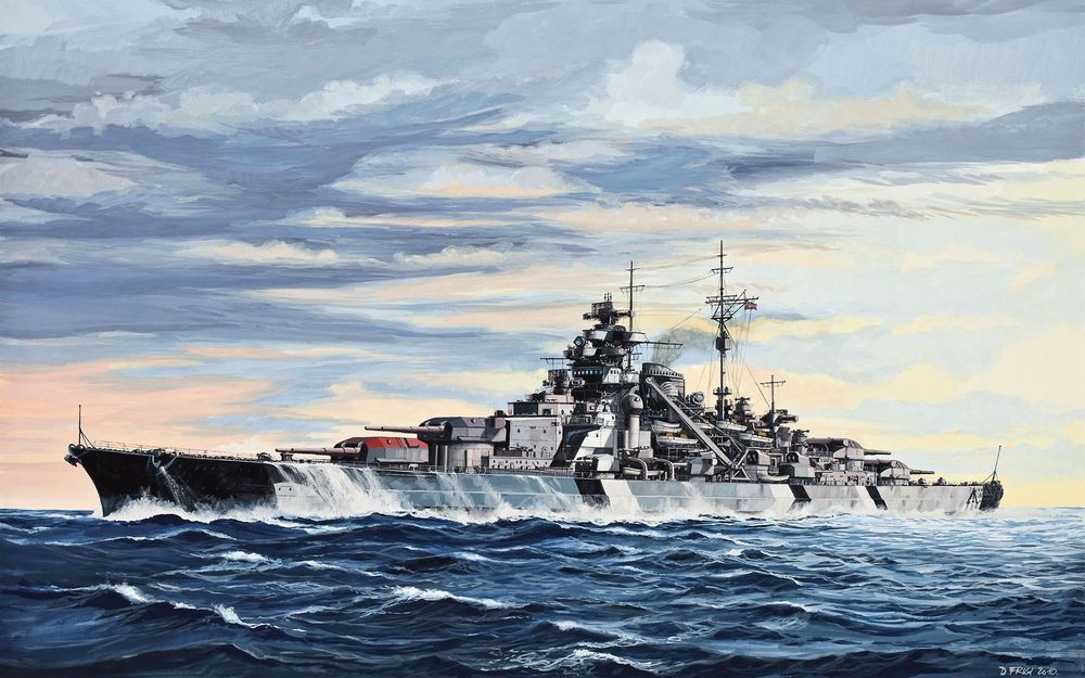 Painting of the nazi battleship Bismark