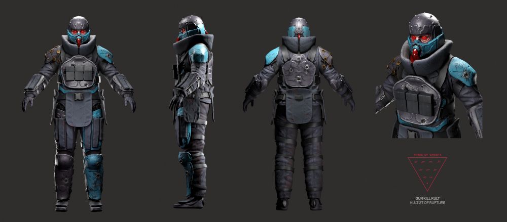 3D model of a crazed scifi soldier.