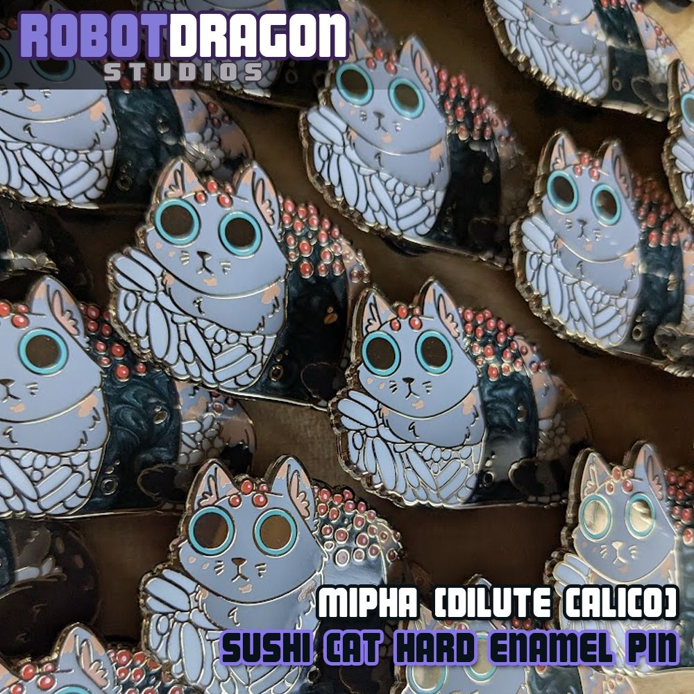 cat sushi enamel pins