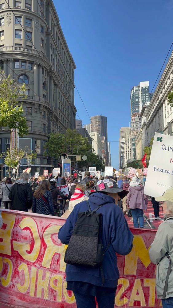 Protest down Market st in San Francisco for #mayday. Fight for workers rights and an end to oligarchy