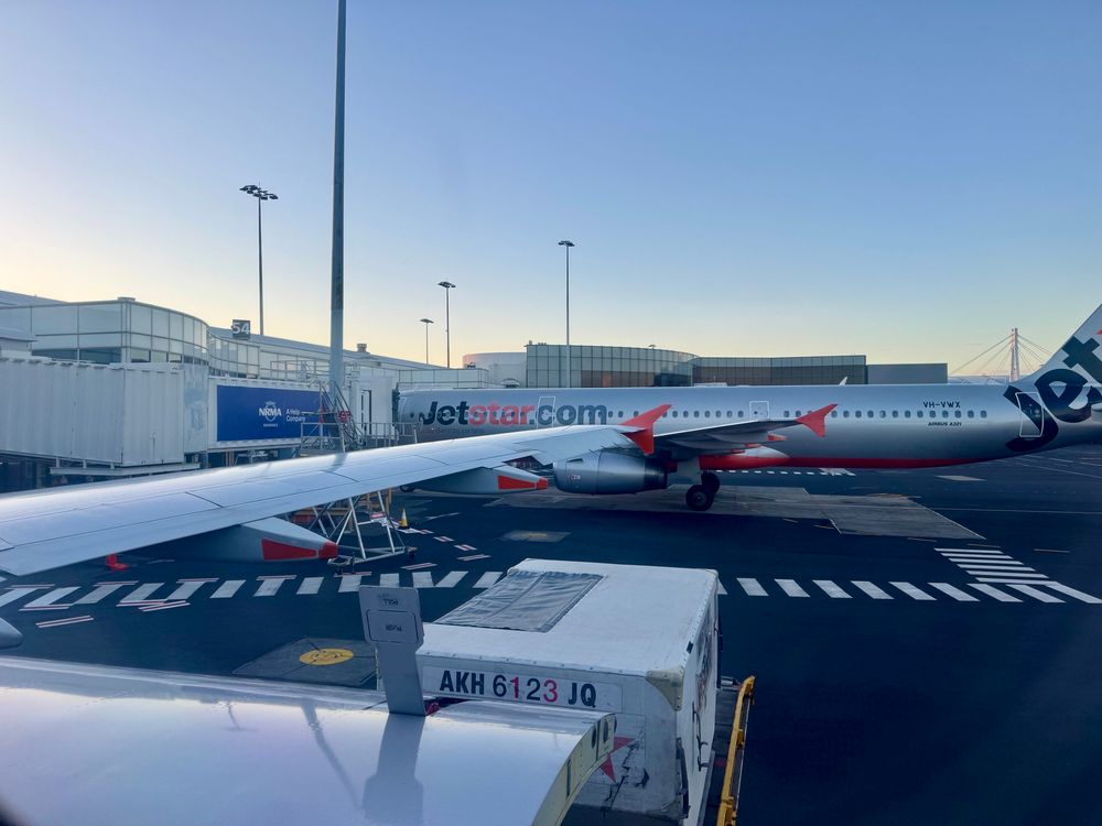 Looking out the window of a Jetstar flight. 