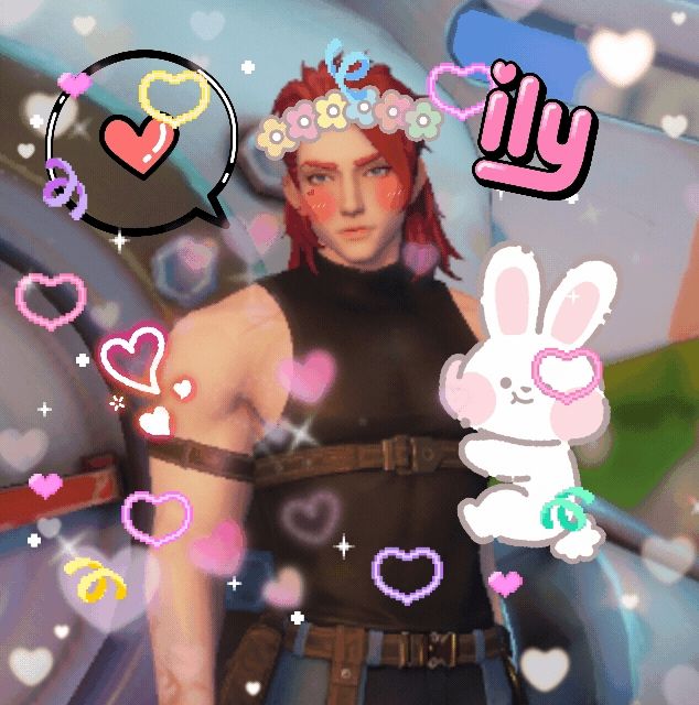 A picture of Ragnar from My Time at Evershine that I have decorated generously and obnoxiously with stickers using Line Camera. 