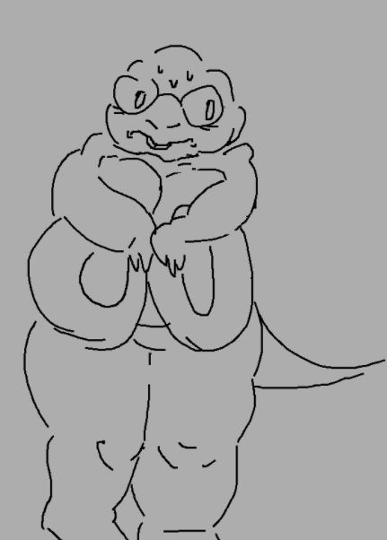naked alphys covering herself with fat tits hanging outta her arms