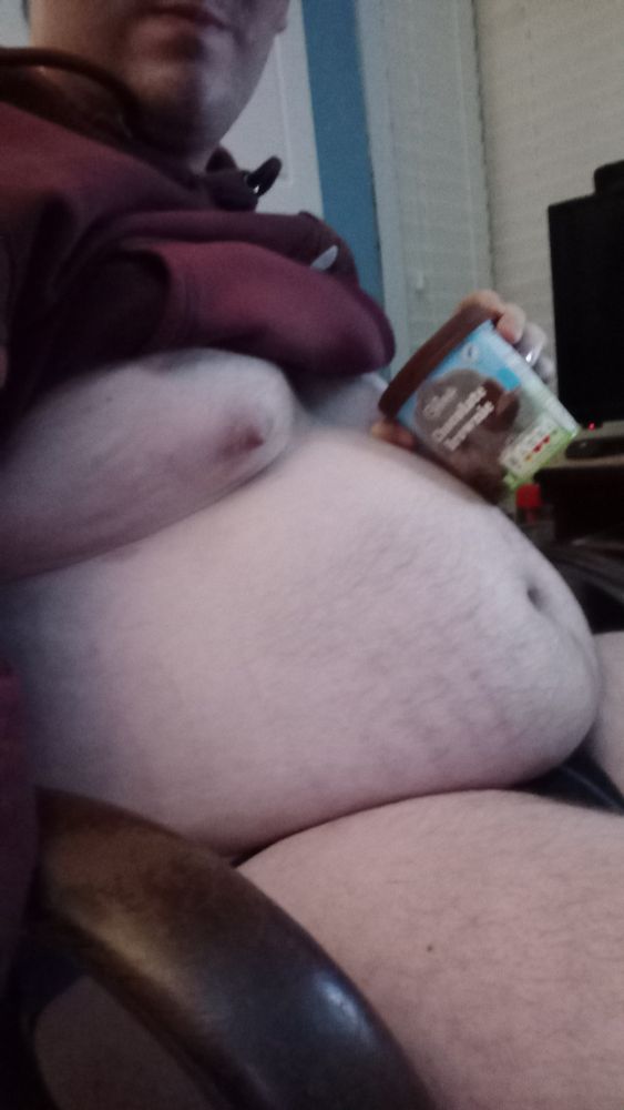 Obese belly and ice cream