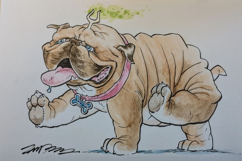 A watercolor commission of Lockjaw from Marvel's Inhumans by beloved cartoonist Zander Cannon
