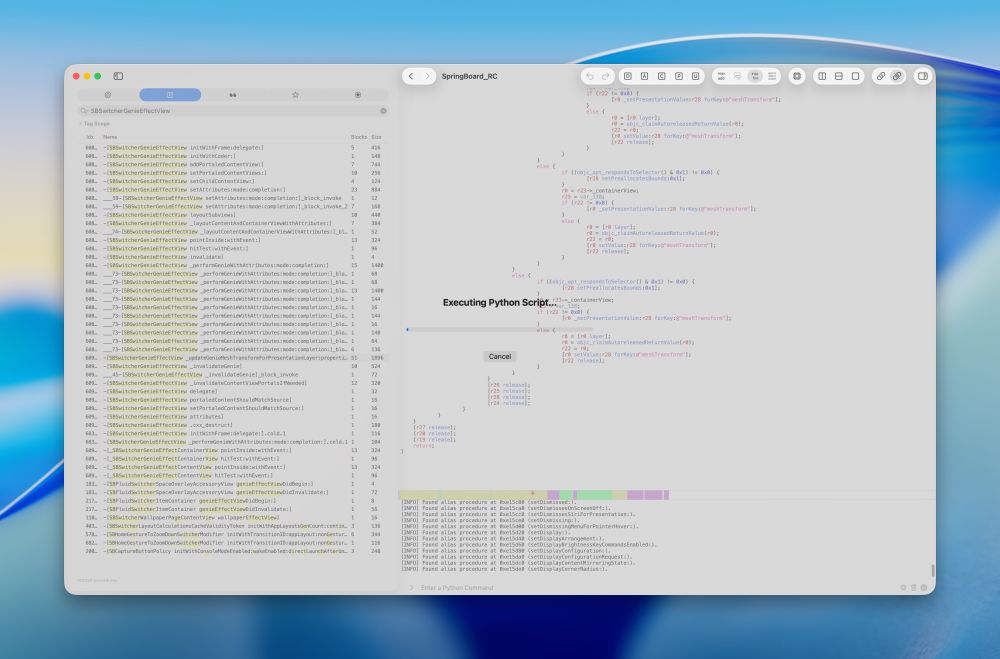 running SpringBoard through a disassembler