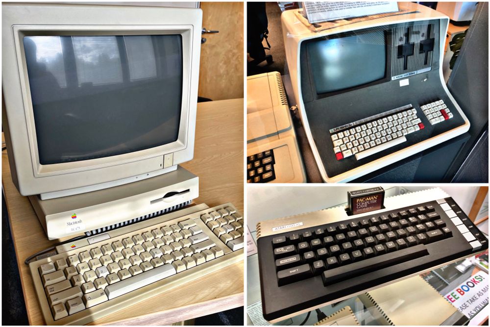 Images of the #Macintosh LC475, Intertec Superbrain and Atari 600XL personal computers.