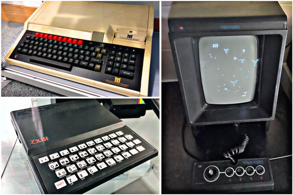 Images of the BBC Master System 128, Vectrex and Sinclair ZX81. ‪