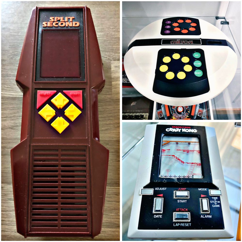 Images of Split Second‬, Milton and Crazy Kong electronic games.
