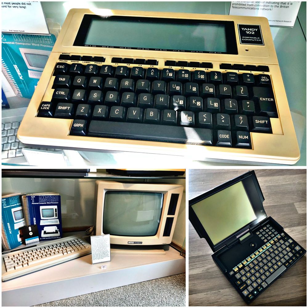 Images of the Tandy Model 102, Amstrad PCW8512 and Olivetti Quaderno. ‪