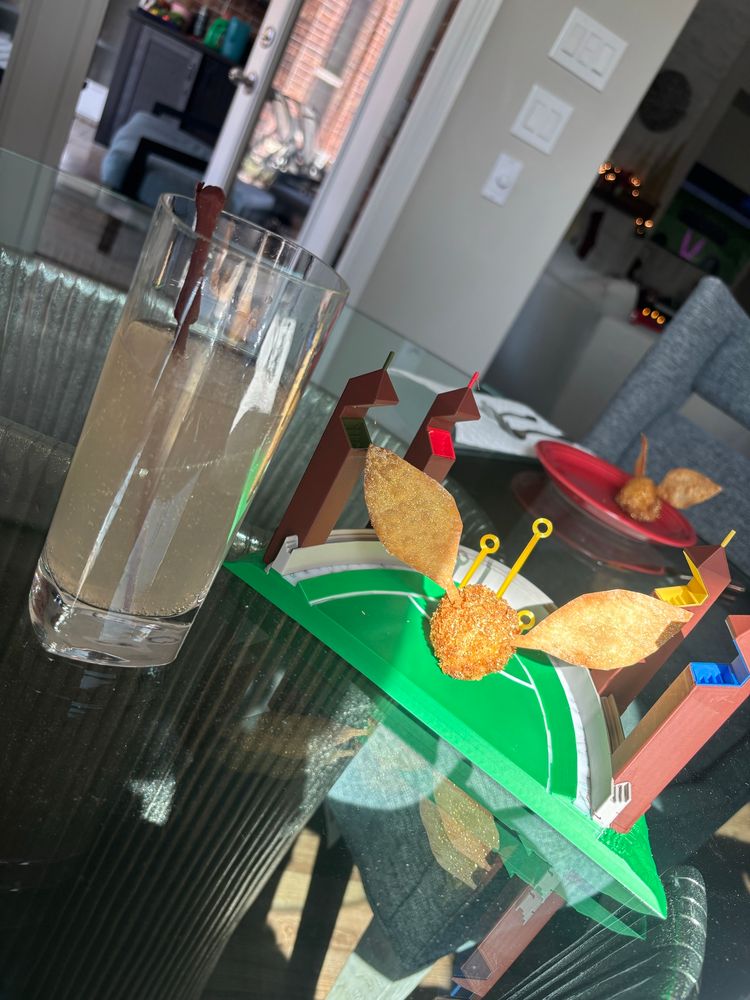 Golden snitch arachini and a Felix felicis fiz for Harry Potter world