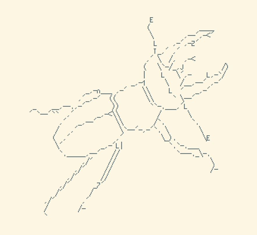 Stag beetle depicted in ASCII style