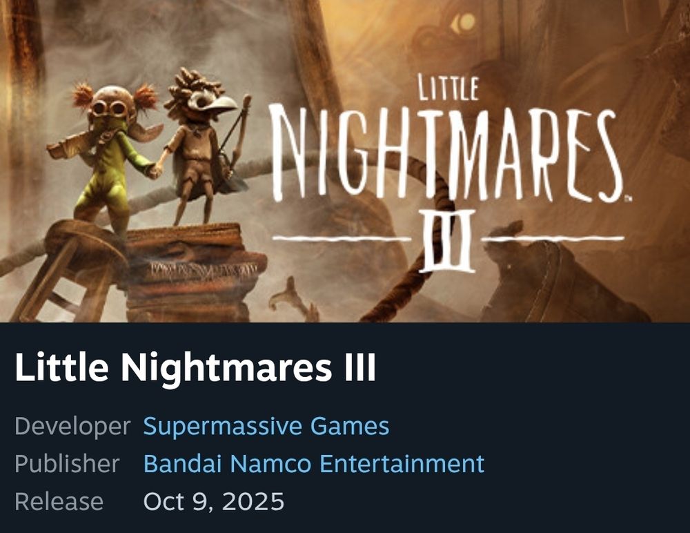 little nightmares 3 steam page release date october 9th 2025