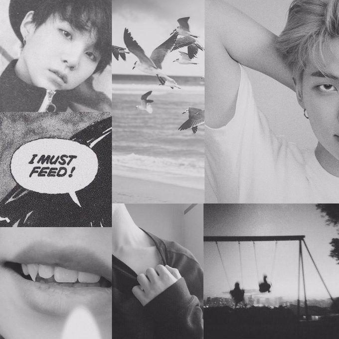 black and white moodboard for a namgi fic