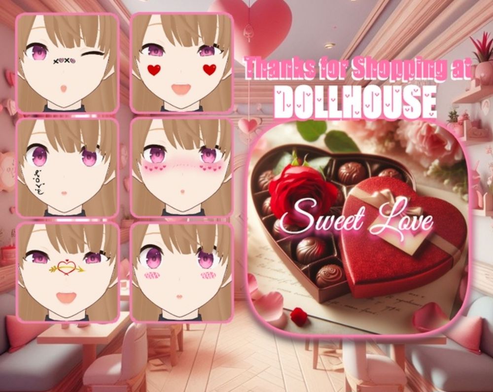 Valentine Face Paint 17pack | バレンタイン フェイスペイント 17パック - Doll House - BOOTH