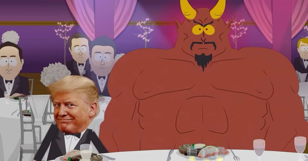 South Park doubles down on Trump satire as character seen stroking Satan's thigh