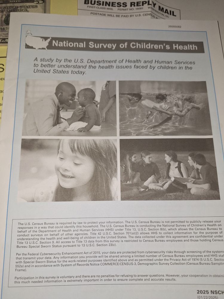 Cover of survey. Says it's a study by the department of health & human services. Which made looking at the questions rightly forboding.