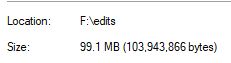 the file size of the video i am attempting to upload (99.1 mb)