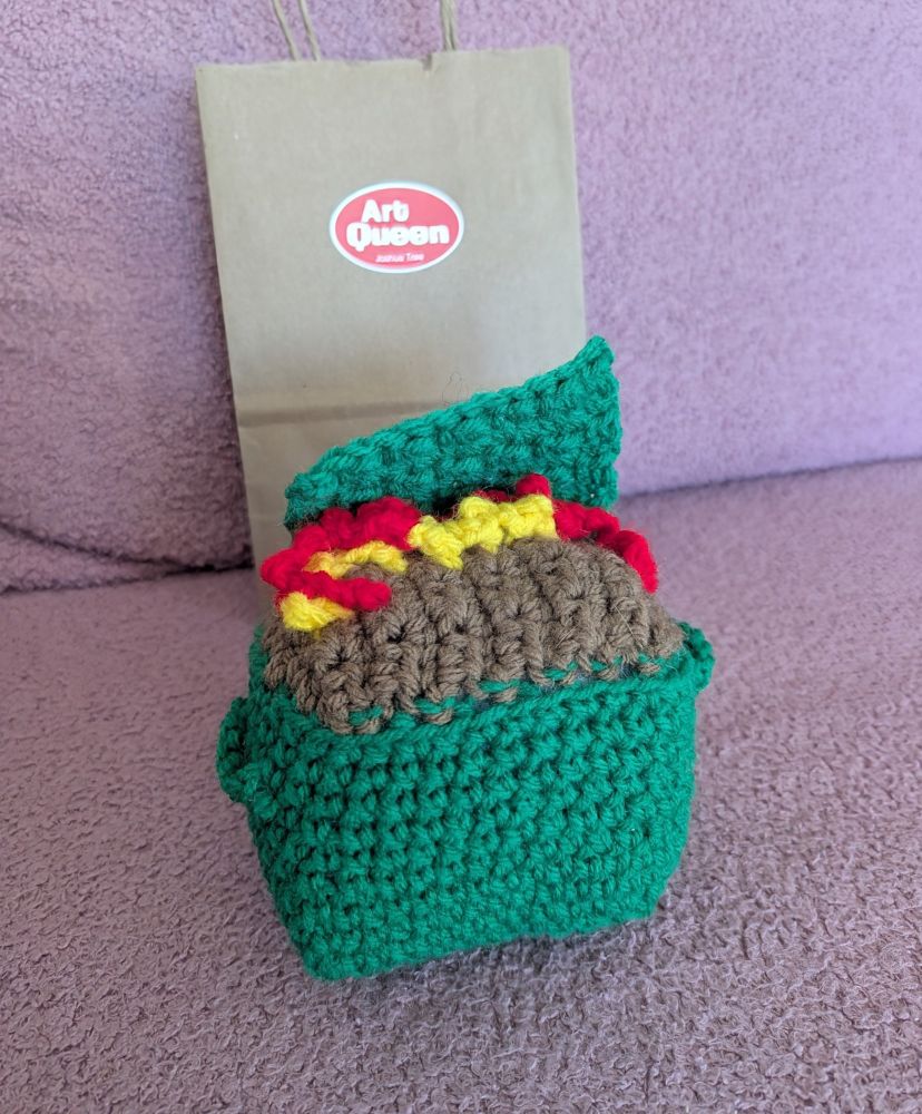 Crocheted dumpster fire 