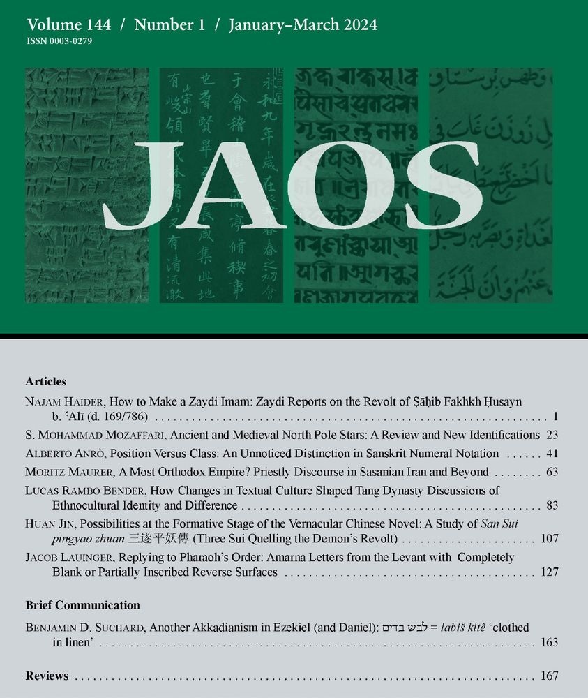 JAOS 144.1 table of contents