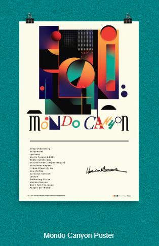 screen cap depicting the album cover poster for Hello Meteor's "Mondo Canyon" album