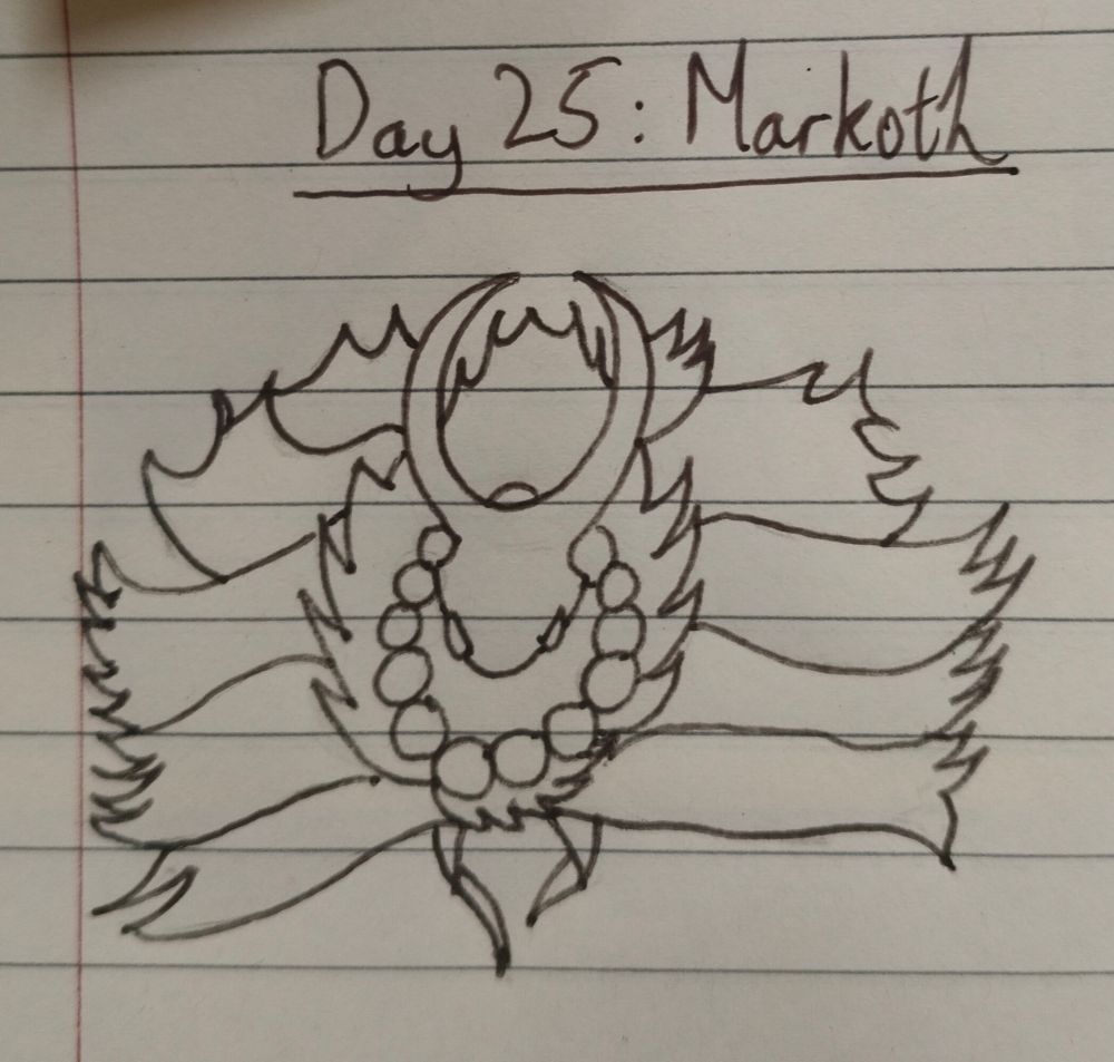 Pen art of Markoth from Hollow Knight.