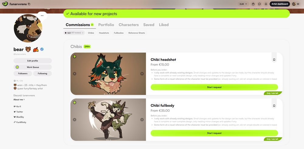 screenshot of my vgen page