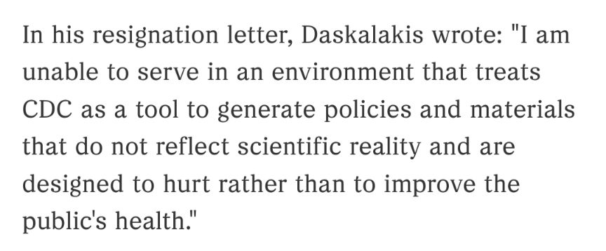 In his resignation letter, Daskalakis wrote: 