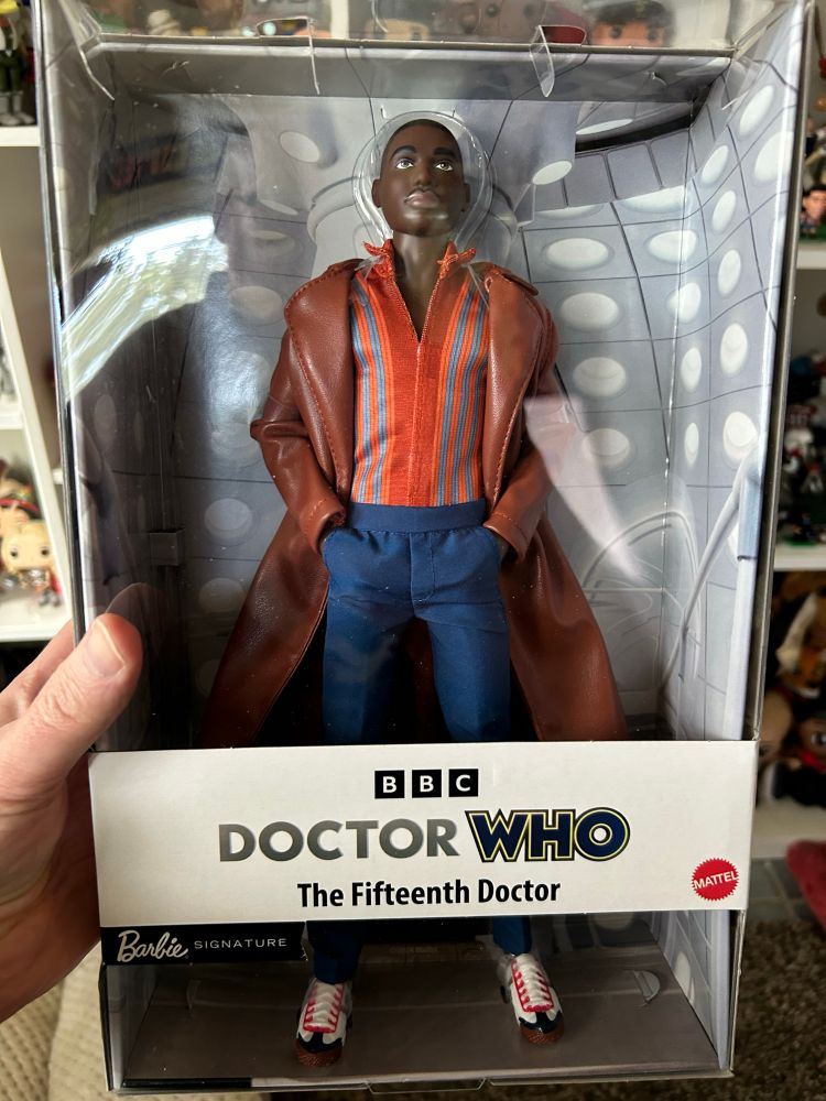Official Barbie doll of Ncuti Gatwa as the Fifteenth Doctor from Doctor Who