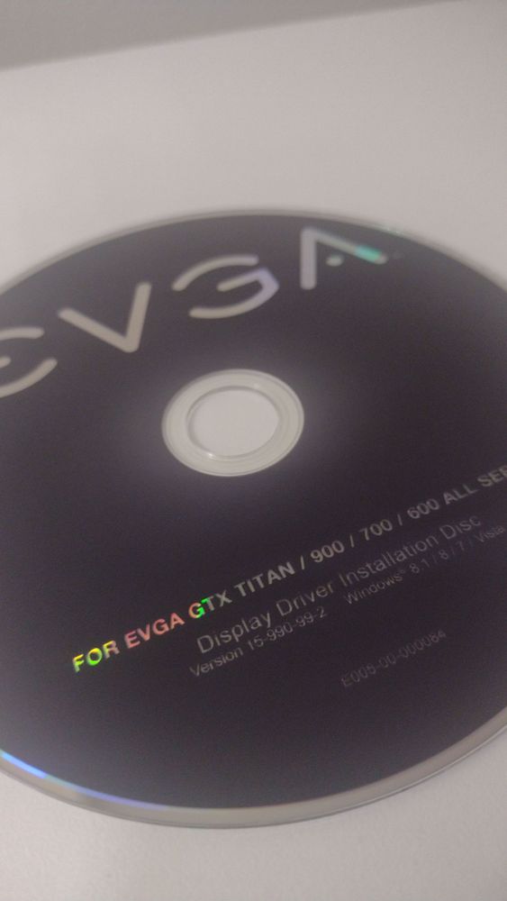 Photo of EVGA Display Driver installation Disk. For use with ancient EVGA graphics cards.
