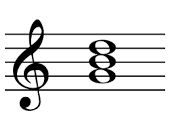 G major triad on a treble clef staff.