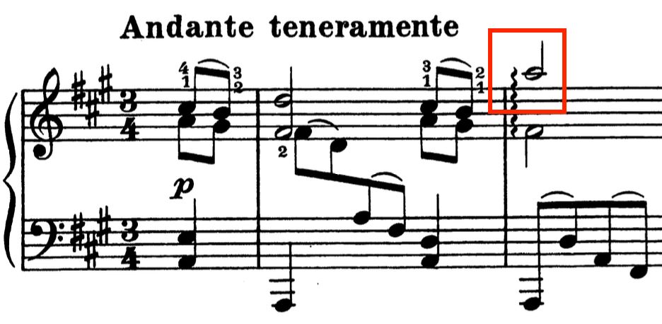 The first two measures, with A5 highlighted in a red box