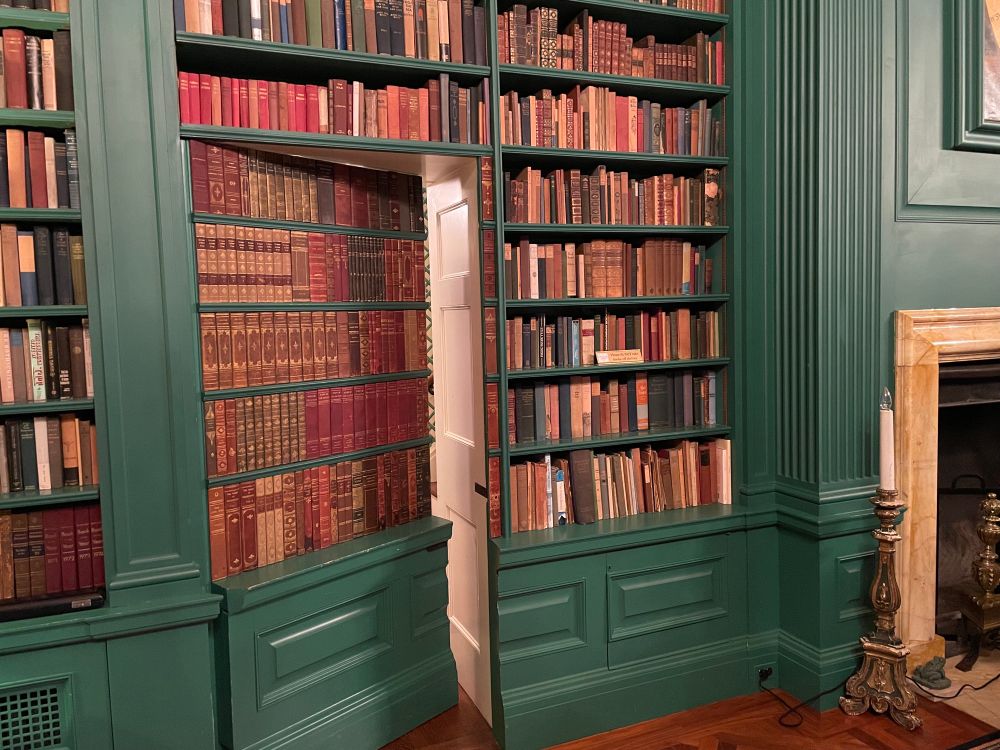 One of those secret doors into another room that looks like just a wall of books (the books are fake)