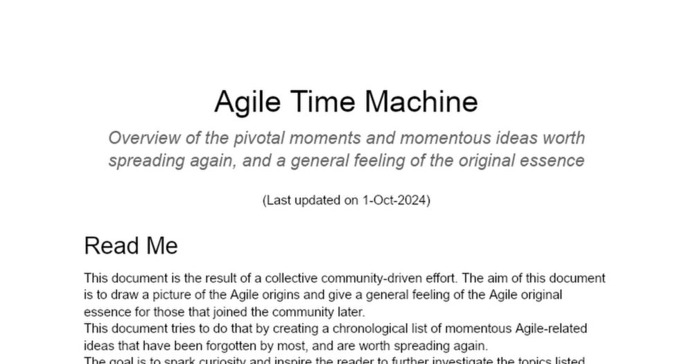 Agile Time Machine community initiative